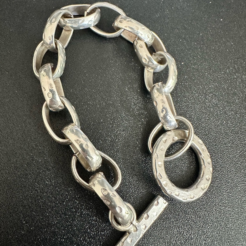 Chunky Sterling Silver Toggle Bracelet